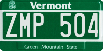 VT license plate ZMP504