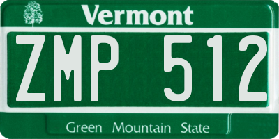 VT license plate ZMP512