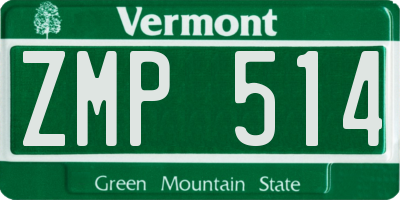 VT license plate ZMP514