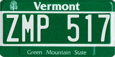 VT license plate ZMP517