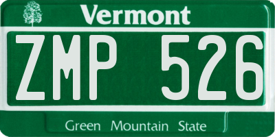 VT license plate ZMP526