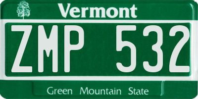 VT license plate ZMP532