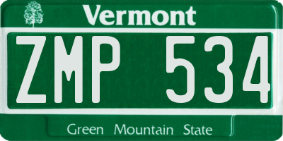VT license plate ZMP534