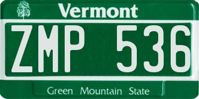 VT license plate ZMP536