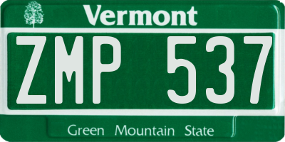 VT license plate ZMP537