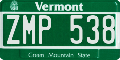 VT license plate ZMP538