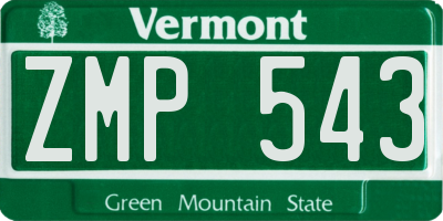 VT license plate ZMP543