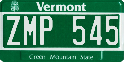 VT license plate ZMP545