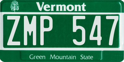 VT license plate ZMP547