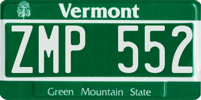 VT license plate ZMP552