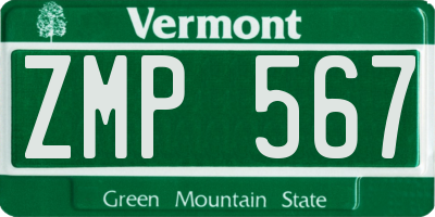 VT license plate ZMP567