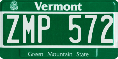 VT license plate ZMP572