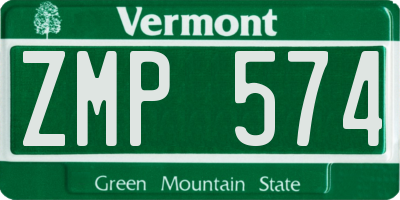VT license plate ZMP574