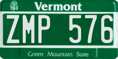 VT license plate ZMP576