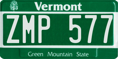 VT license plate ZMP577