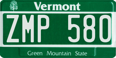 VT license plate ZMP580