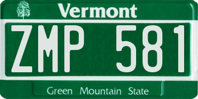 VT license plate ZMP581