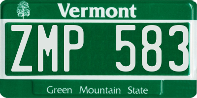 VT license plate ZMP583