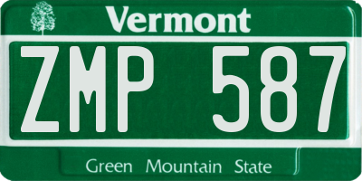 VT license plate ZMP587