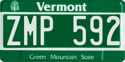 VT license plate ZMP592