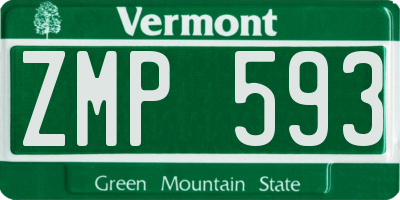 VT license plate ZMP593