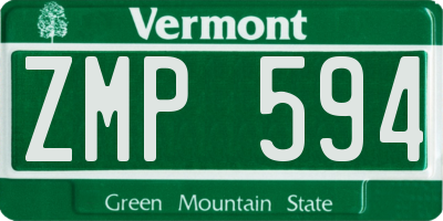VT license plate ZMP594
