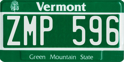 VT license plate ZMP596
