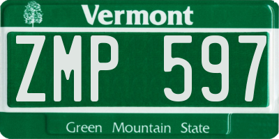 VT license plate ZMP597
