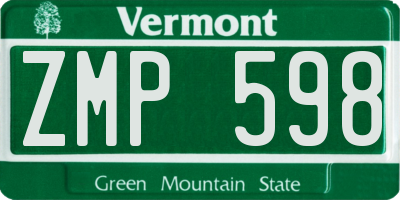 VT license plate ZMP598