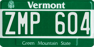 VT license plate ZMP604