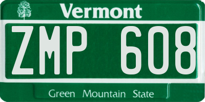 VT license plate ZMP608