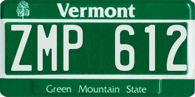 VT license plate ZMP612