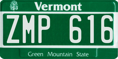 VT license plate ZMP616