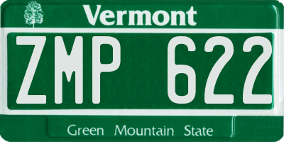 VT license plate ZMP622