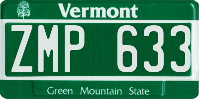VT license plate ZMP633