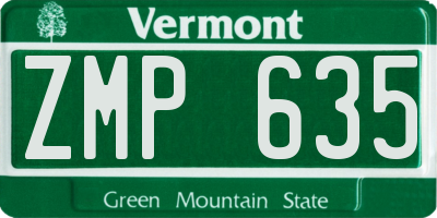 VT license plate ZMP635