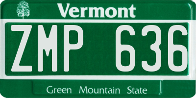 VT license plate ZMP636
