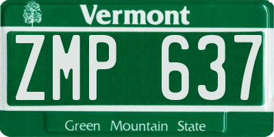 VT license plate ZMP637