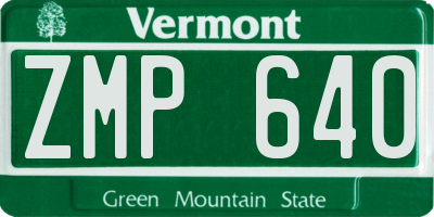 VT license plate ZMP640