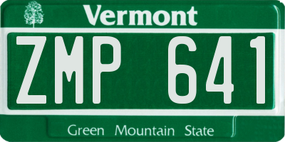VT license plate ZMP641