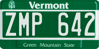 VT license plate ZMP642