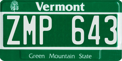 VT license plate ZMP643