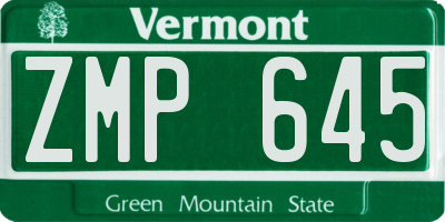 VT license plate ZMP645