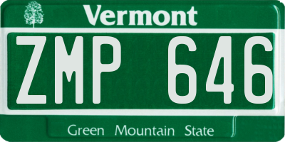 VT license plate ZMP646