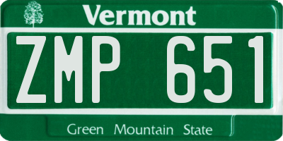 VT license plate ZMP651