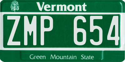 VT license plate ZMP654