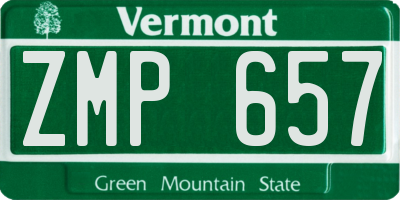 VT license plate ZMP657
