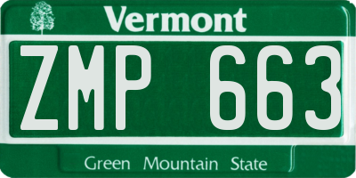 VT license plate ZMP663