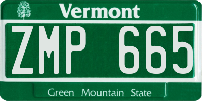 VT license plate ZMP665