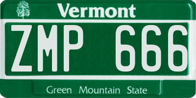 VT license plate ZMP666